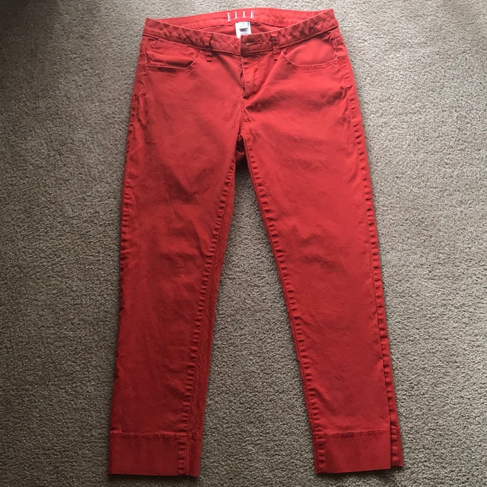 Elle Cropped Red Jeans